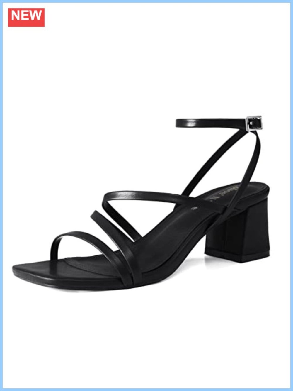 Strappy Block Heel Sandals Women's Ankle Strap Chunky Low Heel PU